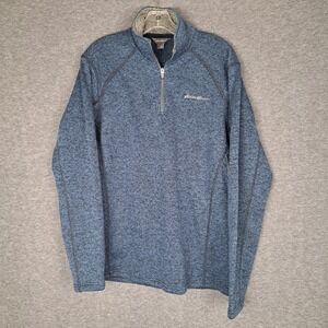 Eddie Bauer 1/4 Zip Pullover Mens Medium Blue Radiator Fleece Outdoors Sweater